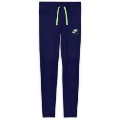 Spodnie sportowe dziewczęce Nike Air Big Kids Training JR. Niebieskie spodnie sportowe dla dziewczynek Nike, bez wzorów, z bawełny. Za 115.00 zł.