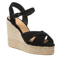 Espadryle Castañer. Czarne klapki damskie Castañer, bez wzorów, bez obcasa, bez zapięcia. Za 489.99 zł.
