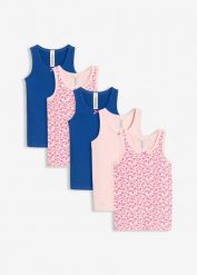 Podkoszulka z miękkiej bawełny z satynową kokardką (5 szt.). Czerwone t-shirty i topy dla dziewczynek bonprix, bez wzorów, z bawełny, bez ramiączek. Za 94.95 zł.