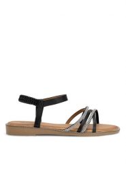 Clara Barson Sandały WYL04008-1A Czarny. Czarne sandały damskie Clara Barson, bez wzorów, ze skóry, bez obcasa, na płaskiej podeszwie, bez zapięcia. Za 79.99 zł.