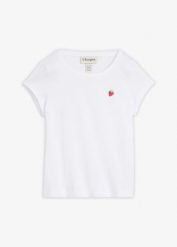 T-shirt z czystej bawełny. Białe t-shirty damskie bonprix, bez wzorów, z bawełny, bez kołnierzyka. Za 39.99 zł.