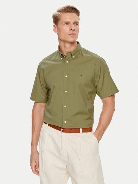 Tommy Hilfiger Koszula MW0MW33809 Zielony Regular Fit. Zielone koszule męskie Tommy Hilfiger, m, bez wzorów, z bawełny, bez kołnierzyka, bez ramiączek. Za 169.99 zł.