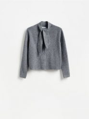 Kardigan z wiązaniem - szary. Szare kardigany damskie Reserved, l, bez wzorów, z dzianiny. Za 139.99 zł.