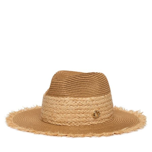 Kapelusz Guess. Brązowe czapki i kapelusze damskie Guess, z aplikacjami. Za 172.99 zł.