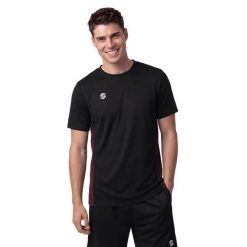 Męska koszulka sportowa Siroko Sports Tee Black/Burgundy M. Czarne koszulki sportowe męskie SIROKO, m, bez wzorów, z materiału, bez kołnierzyka, bez ramiączek, do biegania. Za 150.00 zł.