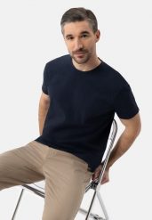 T-shirt ze strukturą TM-FROST. Niebieskie t-shirty męskie Volcano, na lato, m, bez wzorów, z bawełny, eleganckie, bez kołnierzyka. Za 69.99 zł.