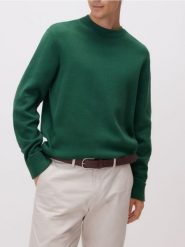Bawełniany sweter - zielony. Zielone swetry przez głowę męskie Reserved, l, bez wzorów, z bawełny, bez kołnierzyka. Za 139.99 zł.
