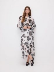 Wzorzysta spódnica maxi - czarny. Czarne spódnice damskie Reserved, l, bez wzorów, z tkaniny, maxi. W wyprzedaży za 89.99 zł.