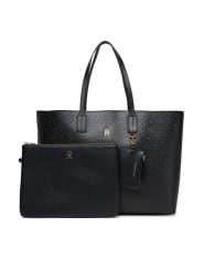Tommy Hilfiger Torebka Th Icon Tote Mono AW0AW17687 Czarny. Czarne torebki do ręki damskie Tommy Hilfiger, bez wzorów, ze skóry, bez dodatków. Za 559.99 zł.