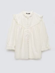 Bluzka damska bawełniana z rękawem 3/4 biała Bohna 100. Białe bluzki damskie Big Star, l, w ażurowe wzory, z bawełny, biznesowe, bez kołnierzyka, bez ramiączek. Za 229.99 zł.