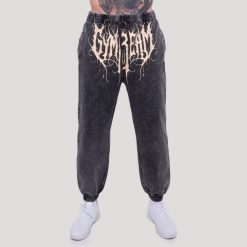 Spodnie męskie fitness oversize grafitowe Abyss. Szare spodnie sportowe męskie GYMBEAM, m, bez wzorów, z bawełny, na fitness i siłownię. Za 139.90 zł.