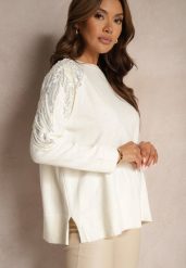 Jasnobeżowy Sweter z Wiskozą i Modalem Ozdobiony Cekinami i Perłami Iveara. Brązowe swetry damskie Renee, na zimę, bez wzorów, z wiskozy, casualowe, bez kołnierzyka, bez ramiączek, bez kaptura. Za 99.99 zł.