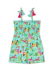 Mayoral Kombinezon 3877 Zielony Relaxed Fit. Zielone sukienki dla dziewczynek Mayoral, bez wzorów, z bawełny, bez ramiączek. Za 79.99 zł.