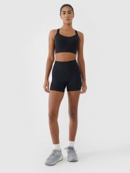4F Legginsy krótkie treningowe damskie - czarne S. Czarne legginsy damskie 4f, s, bez wzorów, z dzianiny, z podwyższonym stanem, krótkie, na fitness i siłownię. Za 79.99 zł.