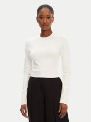 HUGO Bluzka Dafilomena_3 50518378 Écru Slim Fit. Bluzki damskie Hugo, m, bez wzorów, z bawełny, bez kołnierzyka, bez ramiączek. Za 199.99 zł.