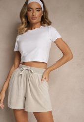 Jasnoszare Szorty Welurowe z Wiązaniem Ralavelle. Szare szorty damskie Renee, l, bez wzorów, z weluru. Za 54.99 zł.
