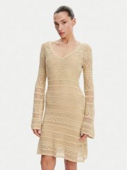 Guess Sukienka dzianinowa W5GK48 Z3E22 Beżowy Slim Fit. Brązowe sukienki damskie Guess, xl, z aplikacjami, z dzianiny, bez kołnierzyka, bez ramiączek. Za 299.99 zł.