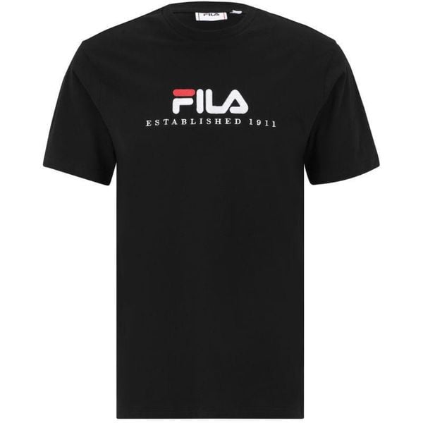T-shirt Męski Bedburg. Czarne koszulki sportowe męskie Fila, l, bez wzorów, bez kołnierzyka, bez ramiączek, trekkingowe. Za 138.99 zł.