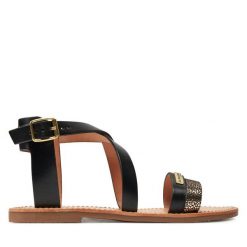 Sandały Les Tropeziennes. Czarne sandały damskie Les Tropeziennes, bez wzorów, bez obcasa, na płaskiej podeszwie, bez zapięcia. Za 269.99 zł.