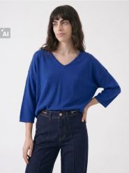 Sweter oversize z rękawami kimono, z domieszką wełny - niebieski. Niebieskie swetry damskie Sinsay, l, bez wzorów, z wełny, bez kołnierzyka, bez ramiączek, bez kaptura. Za 39.99 zł.