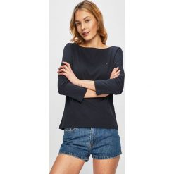 Tommy Hilfiger - Bluzka. Niebieskie bluzki damskie Tommy Hilfiger, s, bez wzorów, z bawełny, bez kołnierzyka. W wyprzedaży za 129.90 zł.