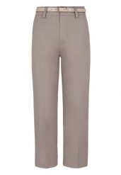 Materiałowe spodnie z kantem R-LAVI. Brązowe spodnie materiałowe damskie Volcano, s, bez wzorów, z bawełny. Za 169.99 zł.