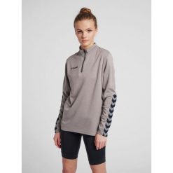 Bluza do piłki nożnej damska Hummel demi-zip hml AUTHENTIC. Szare bluzy sportowe damskie Hummel, xs, bez wzorów, bez kaptura, do piłki nożnej. W wyprzedaży za 165.50 zł.