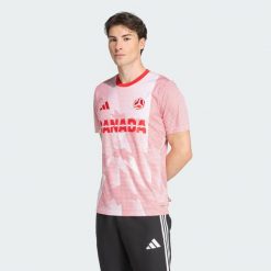 Koszulka Kanada. Białe koszulki sportowe męskie Adidas, bez wzorów, bez kołnierzyka, bez ramiączek, do piłki nożnej. Za 299.00 zł.
