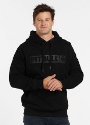 Bluza męska Pitbull z kapturem Hilltop Black. Czarne bluzy męskie PITBULL, l, z aplikacjami, z bawełny, z kapturem, na fitness i siłownię. Za 239.00 zł.