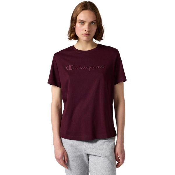 Koszulka damska Champion SS Tee 118382. Czerwone koszulki sportowe damskie Champion, bez wzorów, bez kołnierzyka, bez ramiączek. Za 85.00 zł.