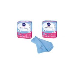 Zestaw 2x NIVEA 4x63szt Baby Soft&Cream 3+1 Chusteczki pielęgnacyjne dla dzieci i niemowląt + NIVEA Niebieski kocyk 70x70cm Gratis. Niebieskie kocyki dla dzieci Beiersdorf, ze skóry. W wyprzedaży za 44.99 zł.