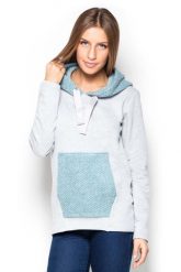 Bluza Kangurka z Niebieskimi Elementami. Niebieskie bluzki damskie Katrus, l, bez wzorów, z bawełny, bez kaptura. Za 199.00 zł.
