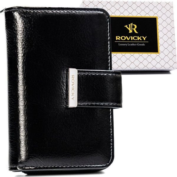 Rovicky Portfel damski z jednolitej skóry ekologicznej, zapinany zatrzaskiem - Rovicky NoSize. Portfele damskie ROVICKY, bez wzorów, ze skóry ekologicznej. Za 121.95 zł.