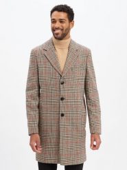 Finshley & Harding London Płaszcz z zawartością wełny Mężczyźni Sztuczne włókno brązowy|pomarańczowy, 54. Brązowe płaszcze męskie Finshley & Harding London, m, bez wzorów, z wełny, eleganckie, krótkie, bez kaptura. Za 699.95 zł.
