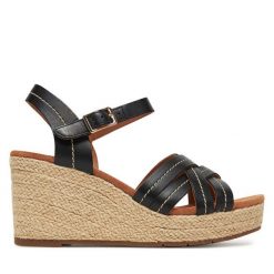 Espadryle Clarks. Czarne sandały damskie Clarks, bez wzorów, bez obcasa, bez zapięcia. Za 319.99 zł.