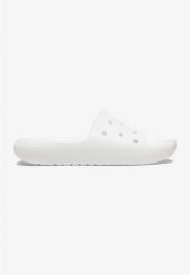 Klapki Dla Dorosłych Crocs Classic v2 Slide. Białe klapki damskie Crocs, bez wzorów, z materiału, bez obcasa. Za 111.99 zł.
