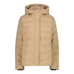 Kurtka puchowa zapinana na zamek z odpinanym kapturem damska CMP. Brązowe kurtki damskie CMP, bez wzorów, z puchu, z kapturem. Za 489.99 zł.