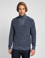 LEE MĘSKI SWETER LEE HALF ZIP KNIT MOOD INDIGO 112355674. Niebieskie swetry przez głowę męskie Lee, m, bez wzorów, bez kołnierzyka. Za 179.99 zł.