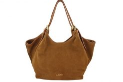 Duża torebka shopper zamszowa - Brązowa jasna. Brązowe torebki shopper damskie Barberinis, bez wzorów, z jeansu, biznesowe, na ramię, duże, zamszowe, bez dodatków. Za 329.99 zł.