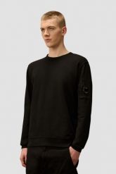 C.P. COMPANY Czarna męska bluza Crew Neck. Czarne bluzy męskie C.P. Company, m, bez wzorów, bez kaptura. W wyprzedaży za 599.99 zł.