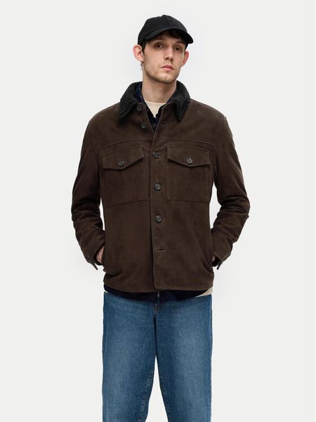Selected Homme Kurtka skórzana 16094769 Brązowy Regular Fit. Brązowe kurtki męskie Selected Homme, l, bez wzorów, ze skóry, bez kaptura. Za 569.99 zł.