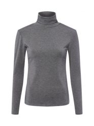 Brookshire Damska koszulka z długim rękawem z golfem Kobiety Sztuczne włókno szary jednolity, XXL. Szare t-shirty damskie brookshire, xxl, bez wzorów, z włókna, bez kołnierzyka. Za 149.95 zł.