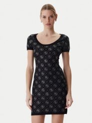 Guess Sukienka dzianinowa W6RK92 Z3JD2 Czarny Regular Fit. Czarne sukienki damskie Guess, xl, z aplikacjami, z dzianiny, bez kołnierzyka, bez ramiączek. Za 659.99 zł.