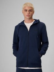 4F Bluza dresowa regular z kapturem męska - granatowa M. Niebieskie bluzy męskie 4f, m, bez wzorów, z dresówki, z kapturem. Za 169.99 zł.