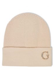 GUESS Czapka Kobiety beżowy, ONE SIZE. Brązowe czapki i kapelusze damskie Guess, z aplikacjami, z wiskozy. Za 179.95 zł.
