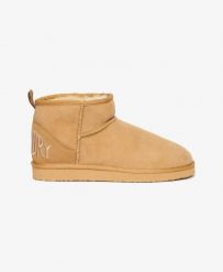 Superdry Zamszowe Botki Sherpa Mini – LIGHT TAN. Brązowe botki damskie Superdry., ze skóry, bez obcasa, bez zapięcia. Za 500.65 zł.