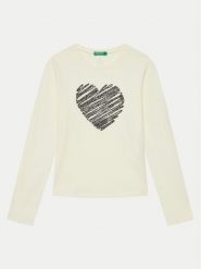 United Colors Of Benetton Bluzka 3ATNC10L9 Écru Regular Fit. Bluzki dla dziewczynek United Colors Of Benetton, bez wzorów, z bawełny, bez kołnierzyka, bez ramiączek. Za 49.99 zł.