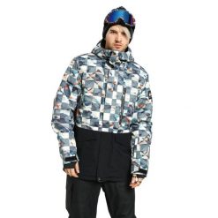Kurtka snowboardowa męska Quiksilver Mission Printed Block. Brązowe kurtki męskie Quiksilver, na zimę, m, bez wzorów, sportowe, bez kaptura. Za 719.99 zł.