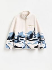 Bluza sherpa ze stójką - jasnoniebieski. Niebieskie bluzy męskie Reserved, l, bez wzorów, z dzianiny, bez kaptura. Za 199.99 zł.
