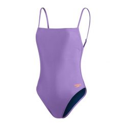 Strój pływacki jednoczęściowy Speedo Logo Deep U-Back. Brązowe kostiumy jednoczęściowe damskie Speedo, l, bez wzorów, z poliesteru, sportowe, do pływania. Za 475.98 zł.